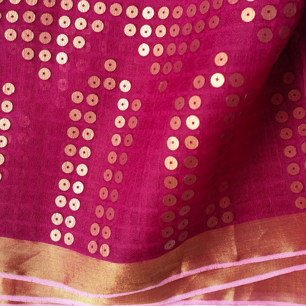 Handloom muslin sequin saree