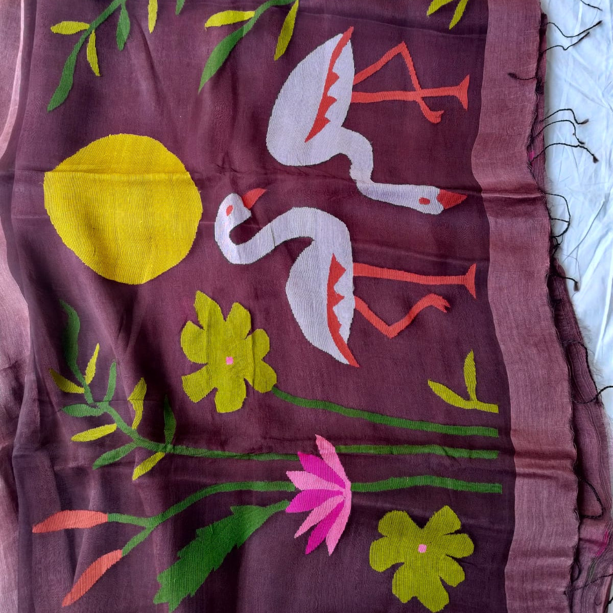 Handloom silk linen saree