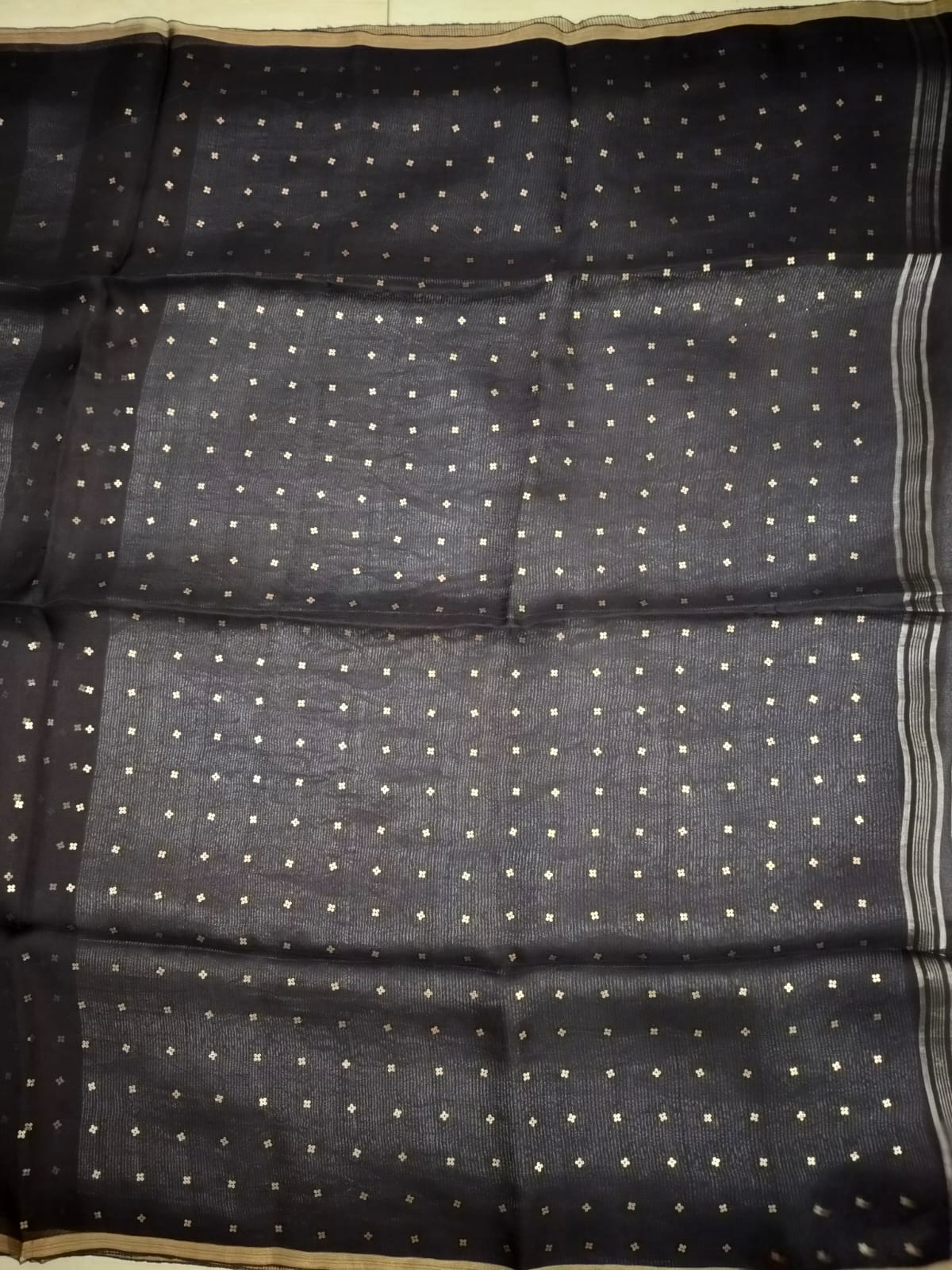 Handloom pure muslin sequin saree