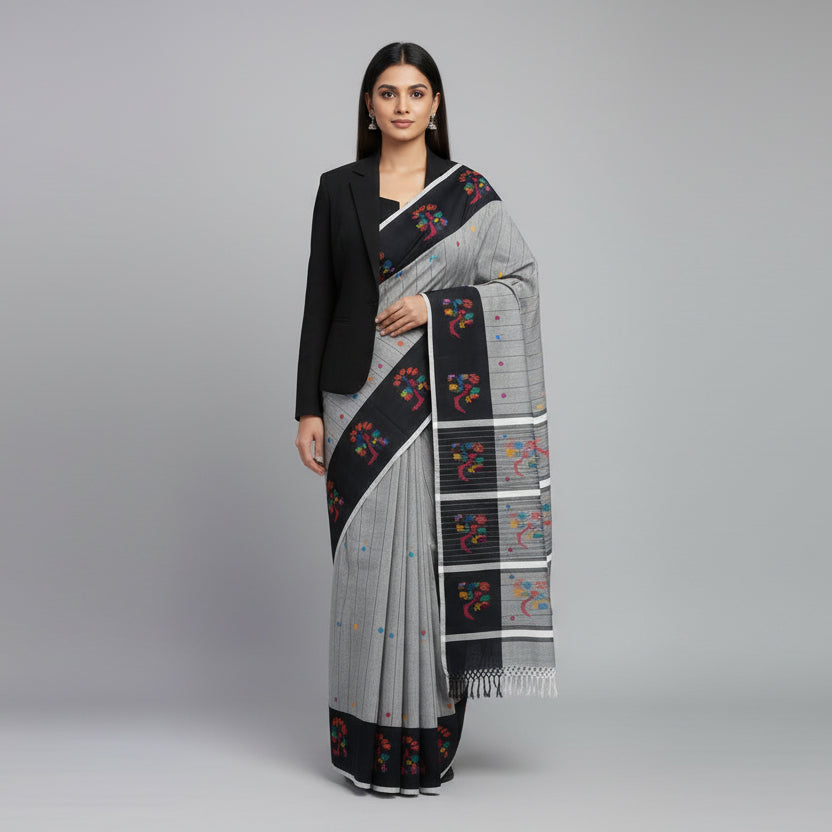 Handloom cotton jamdani saree