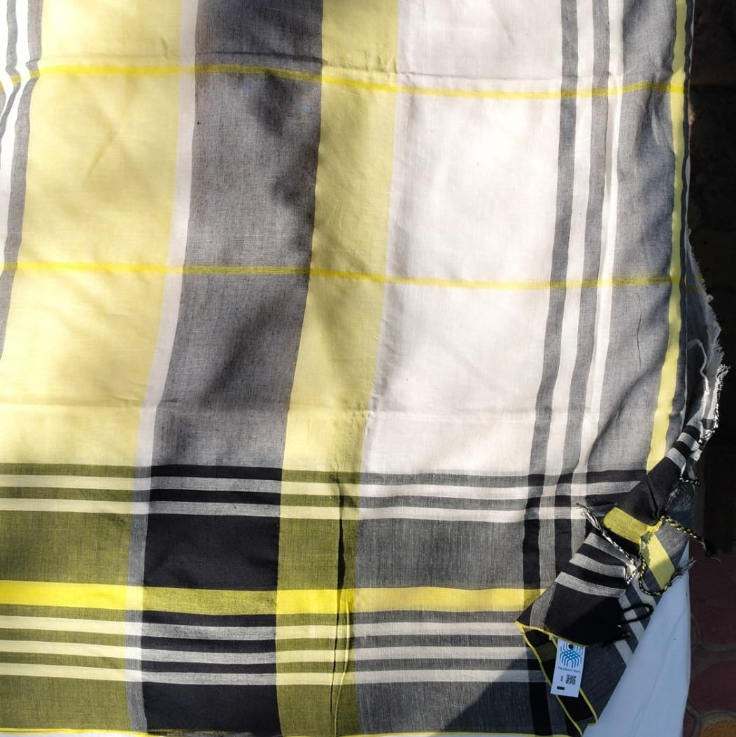 Handloom khadi cotton chequered saree