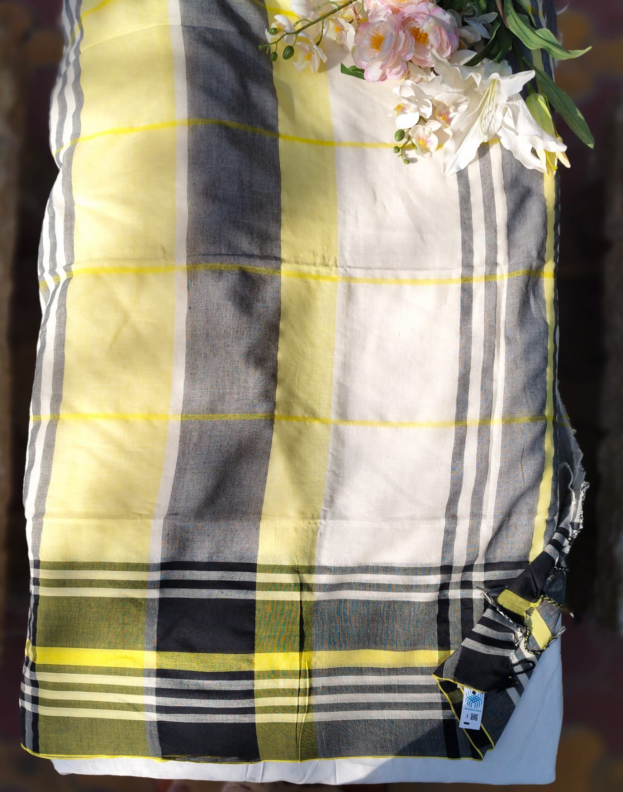 Handloom khadi cotton chequered saree