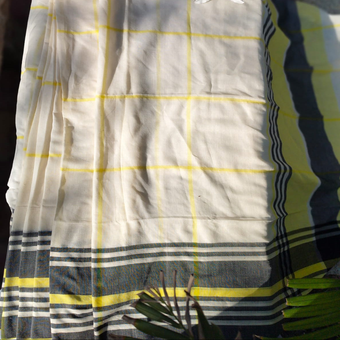 Handloom khadi cotton chequered saree