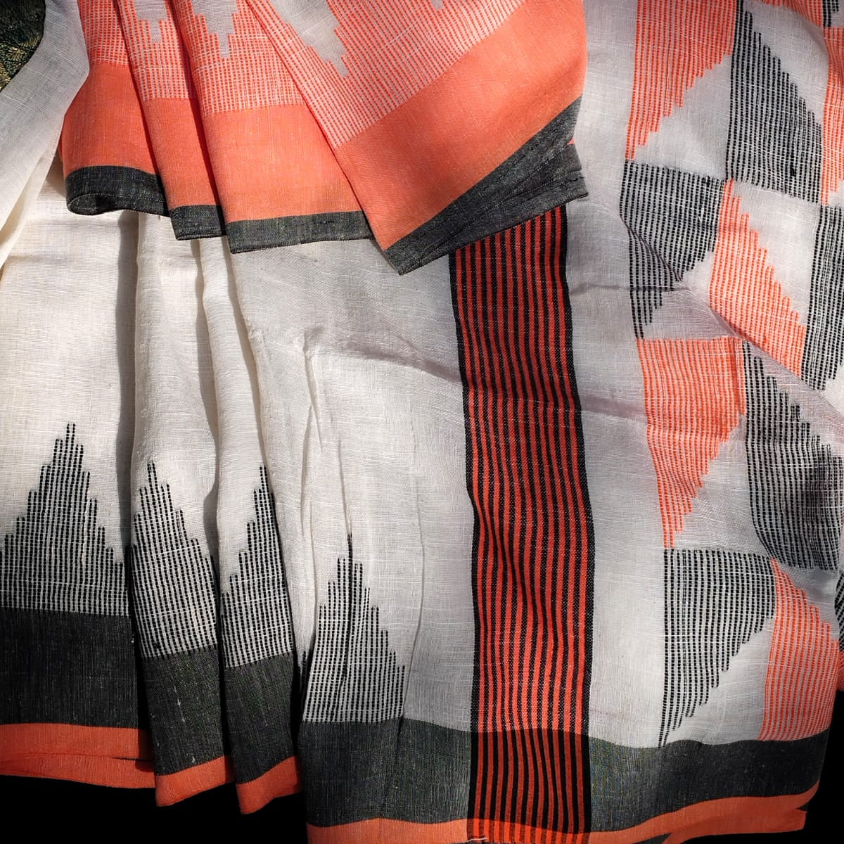 Handloom linen ganga jamuna border saree