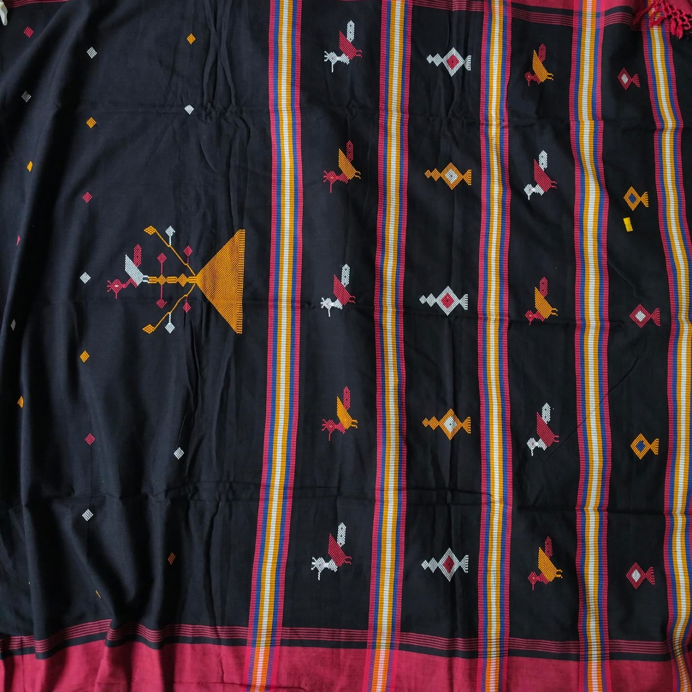 Handloom khadi cotton black saree