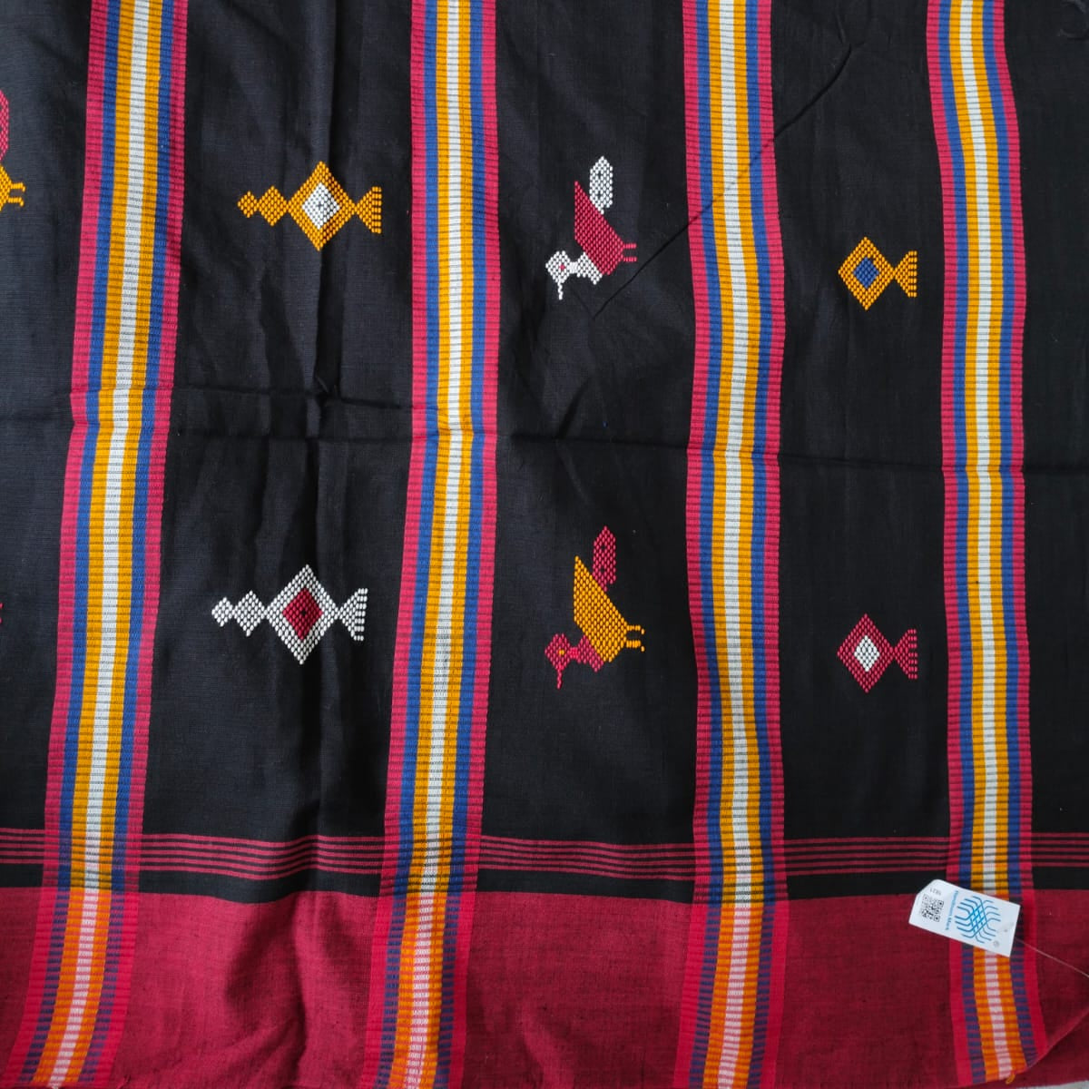 Handloom khadi cotton black saree