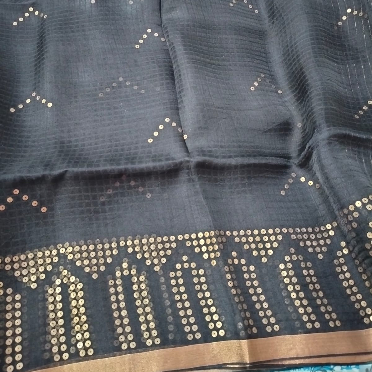 Black muslin sequin saree