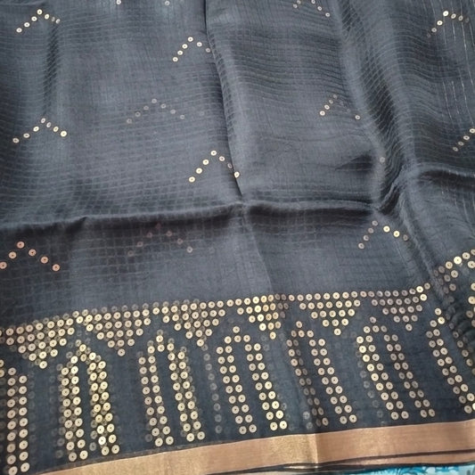 Black muslin sequin saree