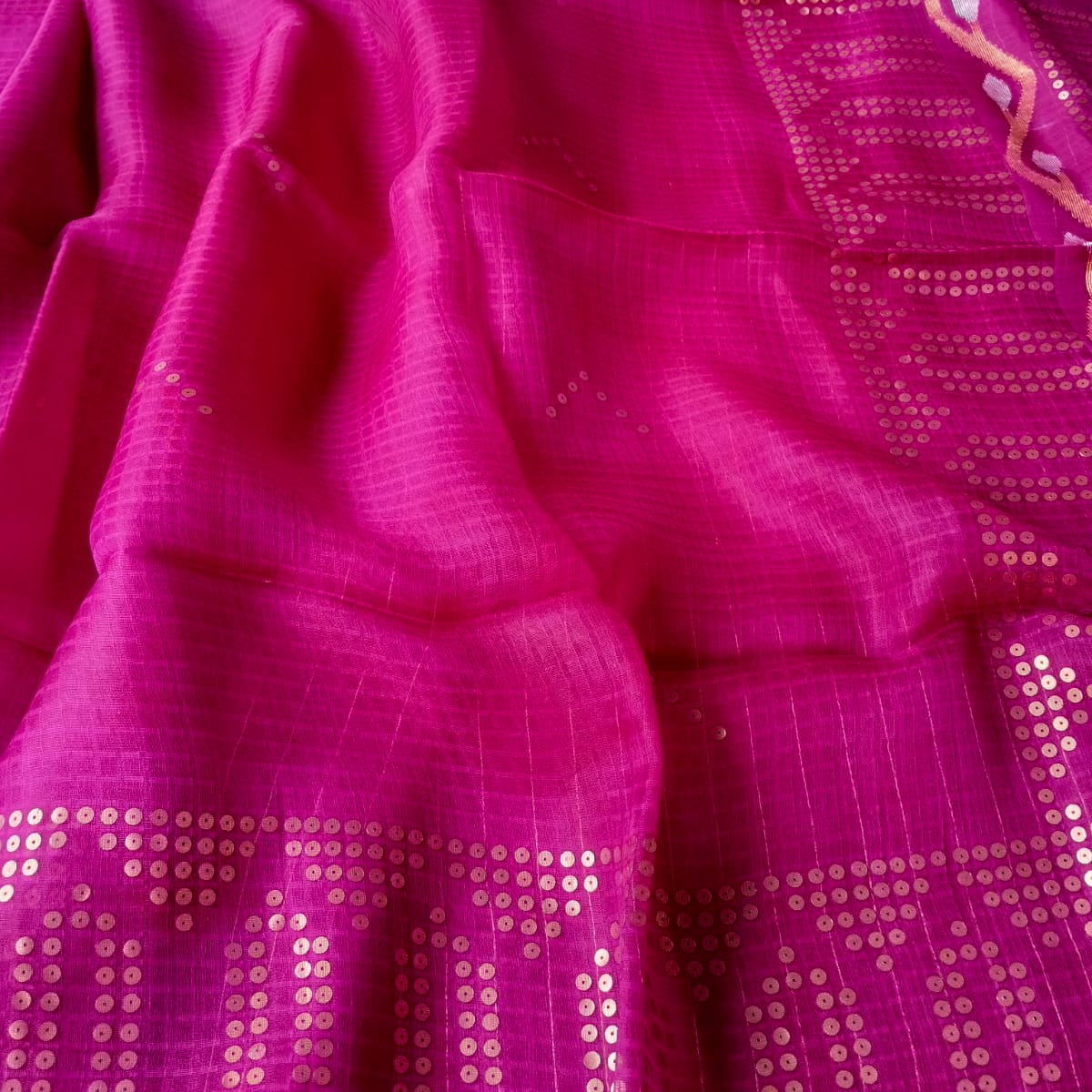Handloom muslin sequin saree