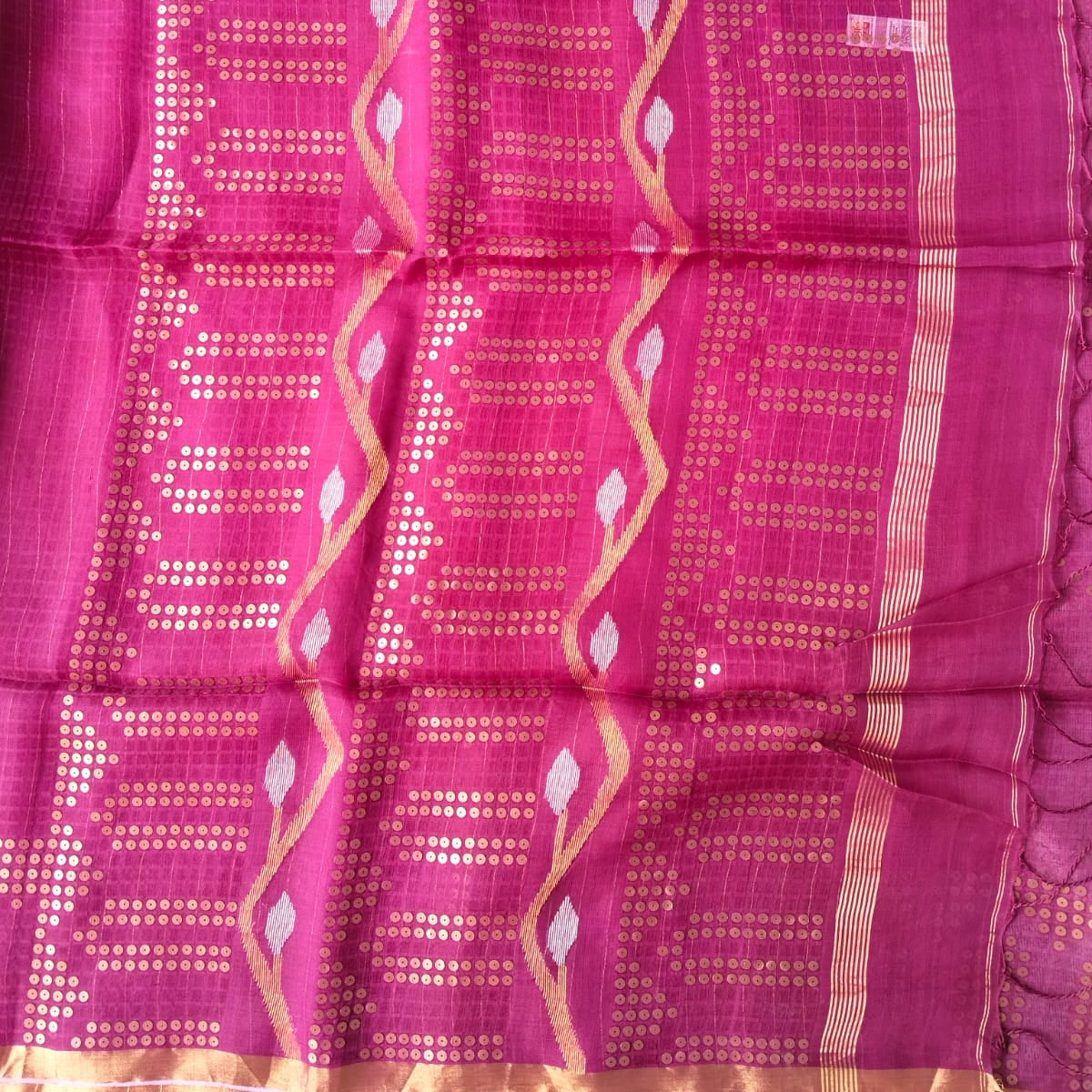 Handloom muslin sequin saree