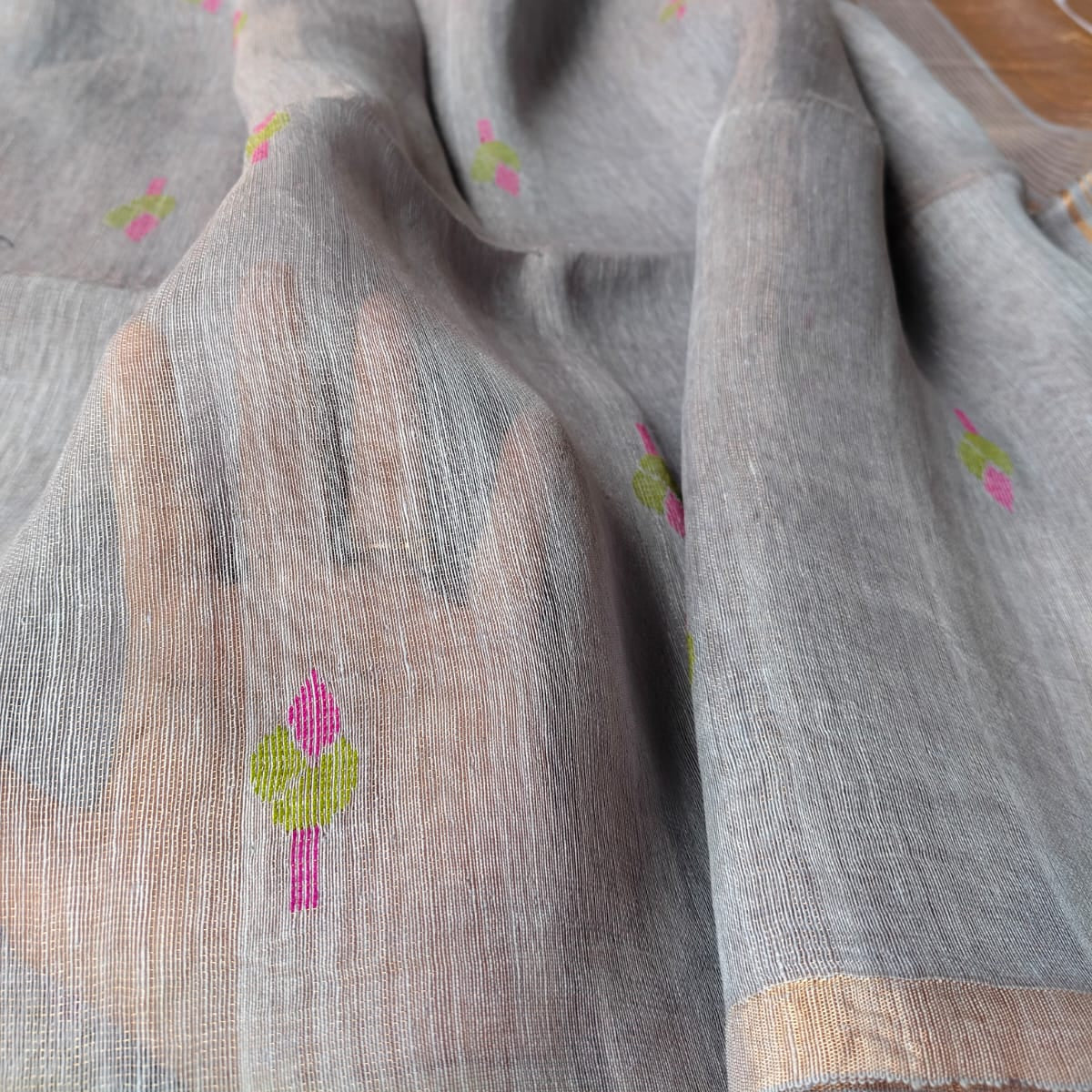Handloom tissue linen saree