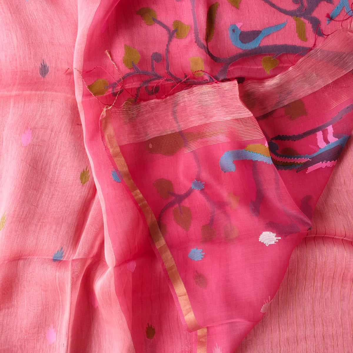 Handloom pure silk linen saree.