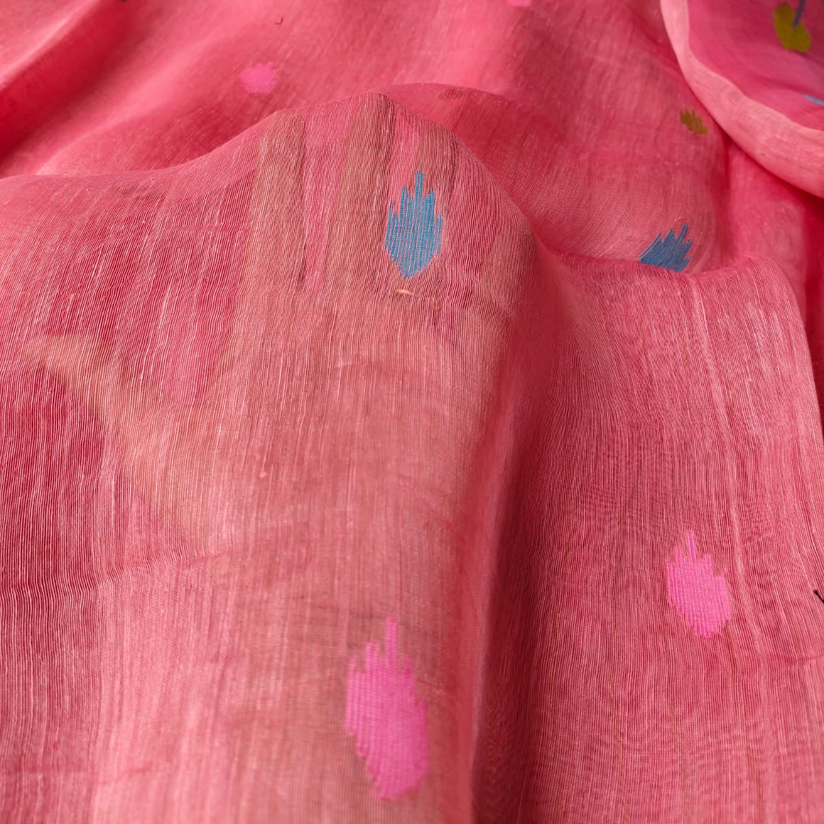 Handloom pure silk linen saree.