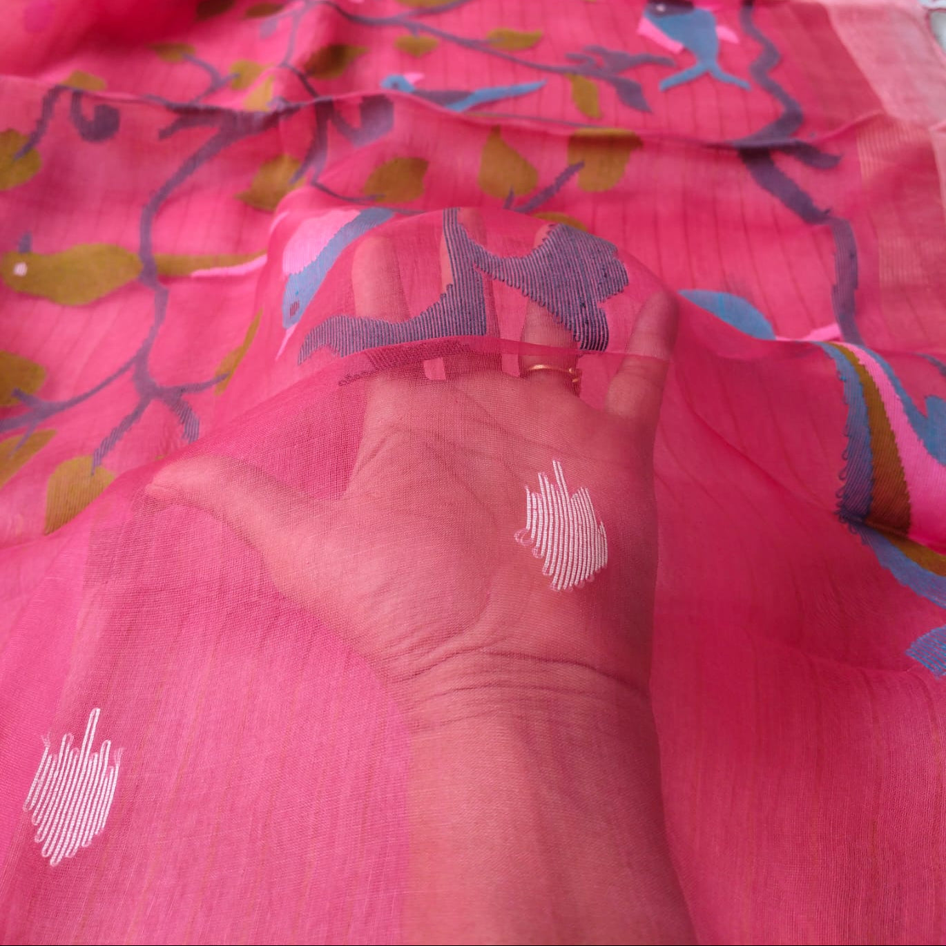 Handloom pure silk linen saree.