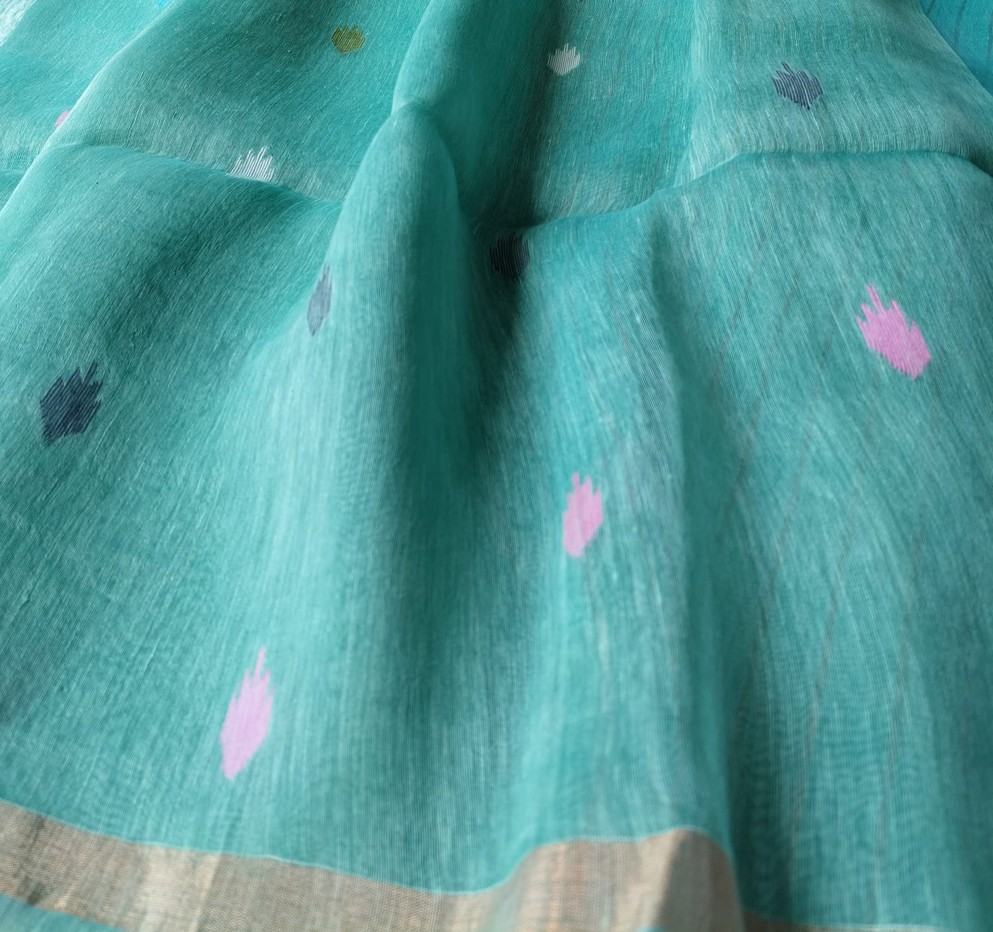 Handloom silk linen saree