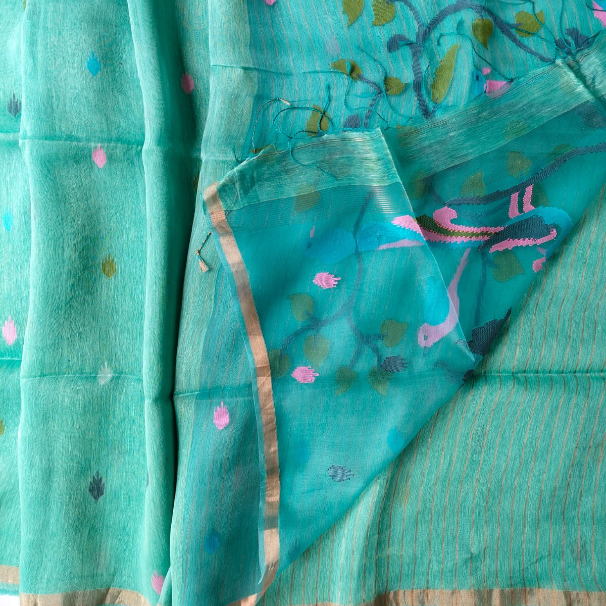 Handloom silk linen saree