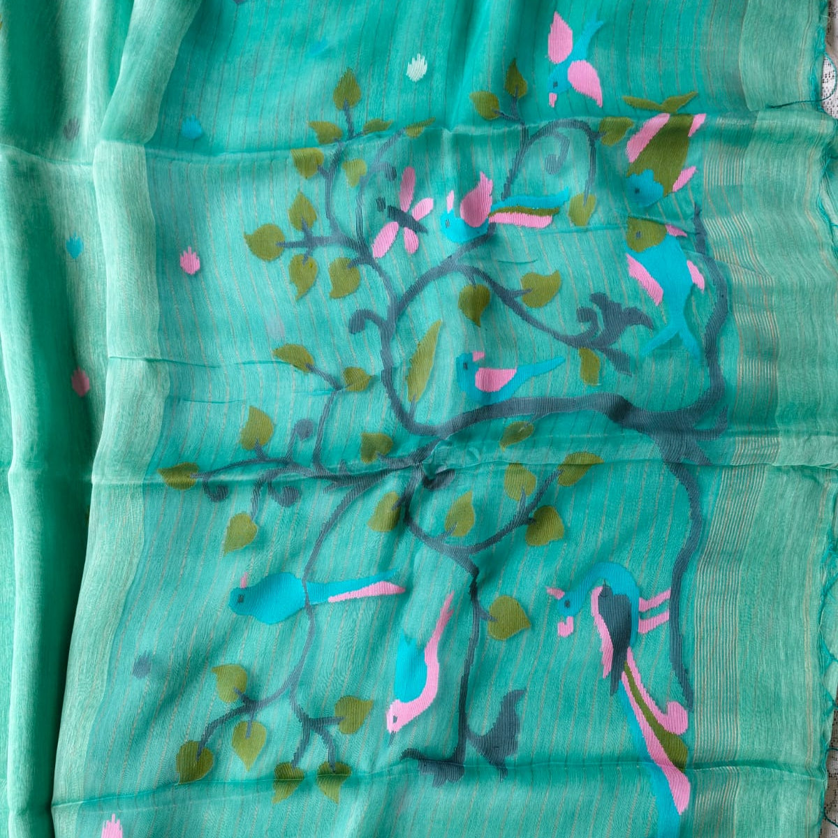 Handloom silk linen saree