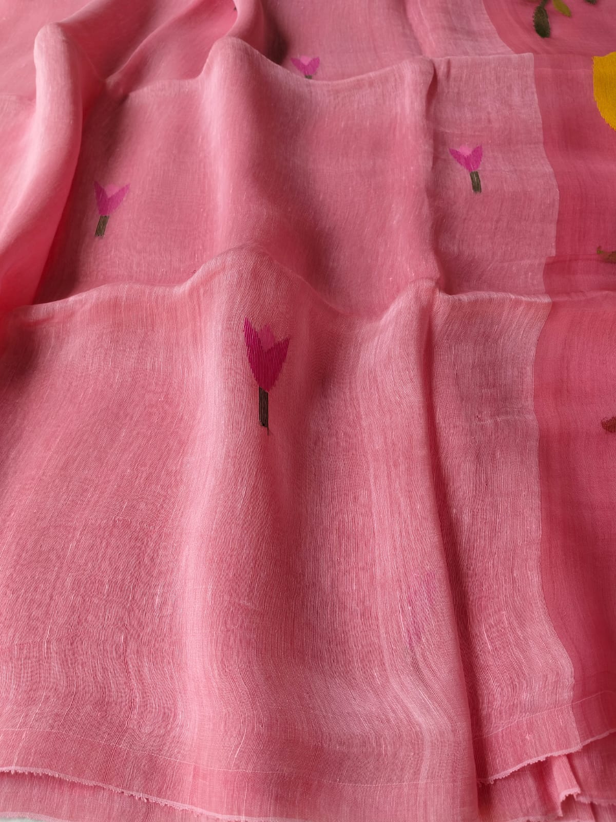 Handloom colour silk linen saree
