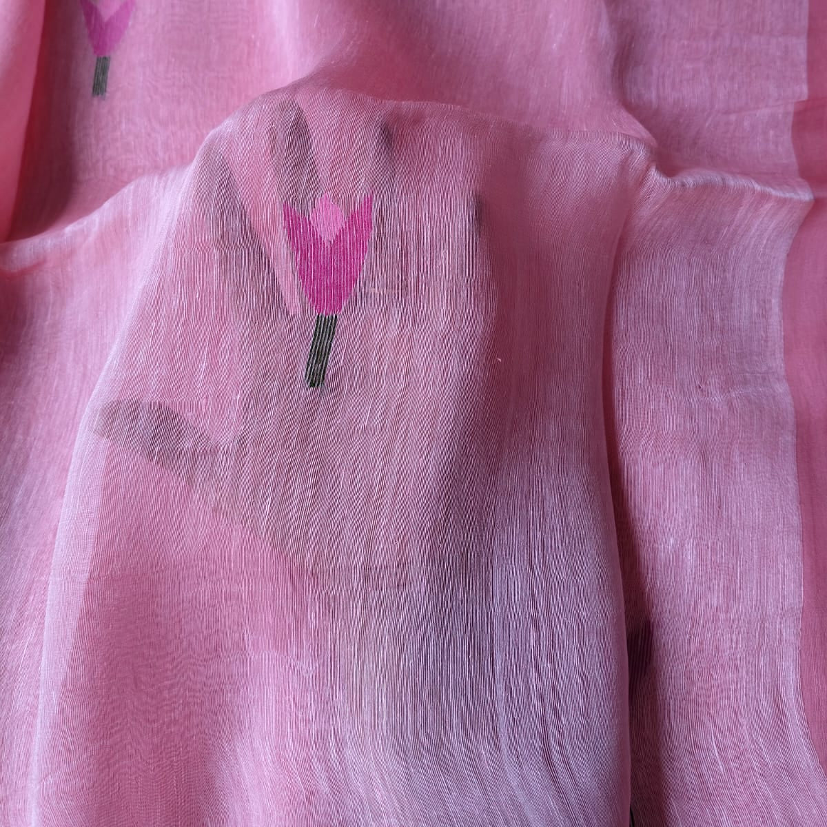 Handloom colour silk linen saree