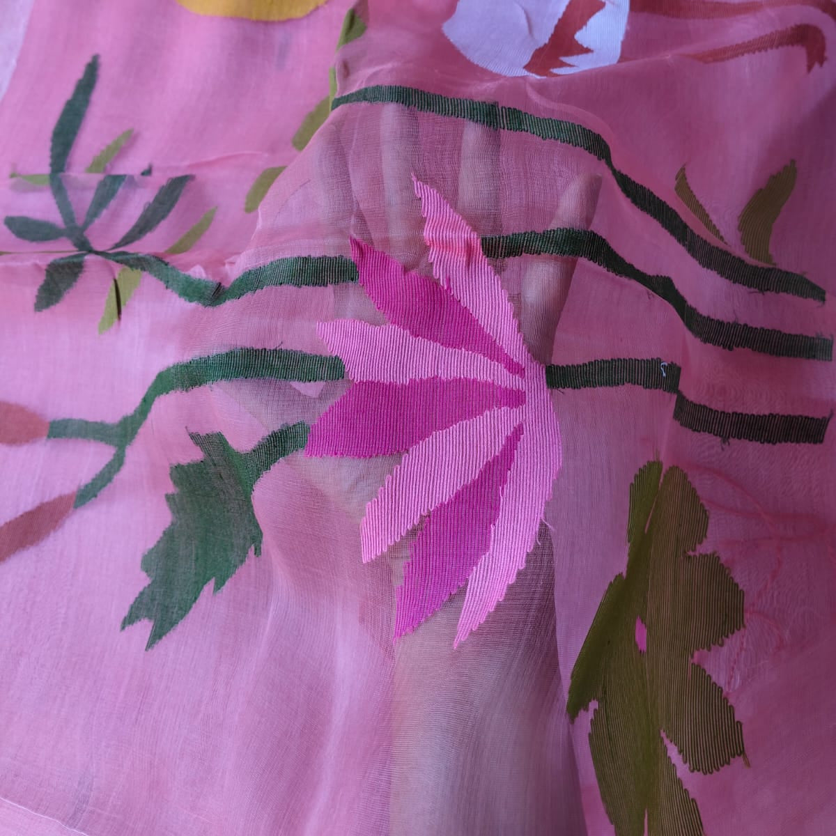 Handloom colour silk linen saree