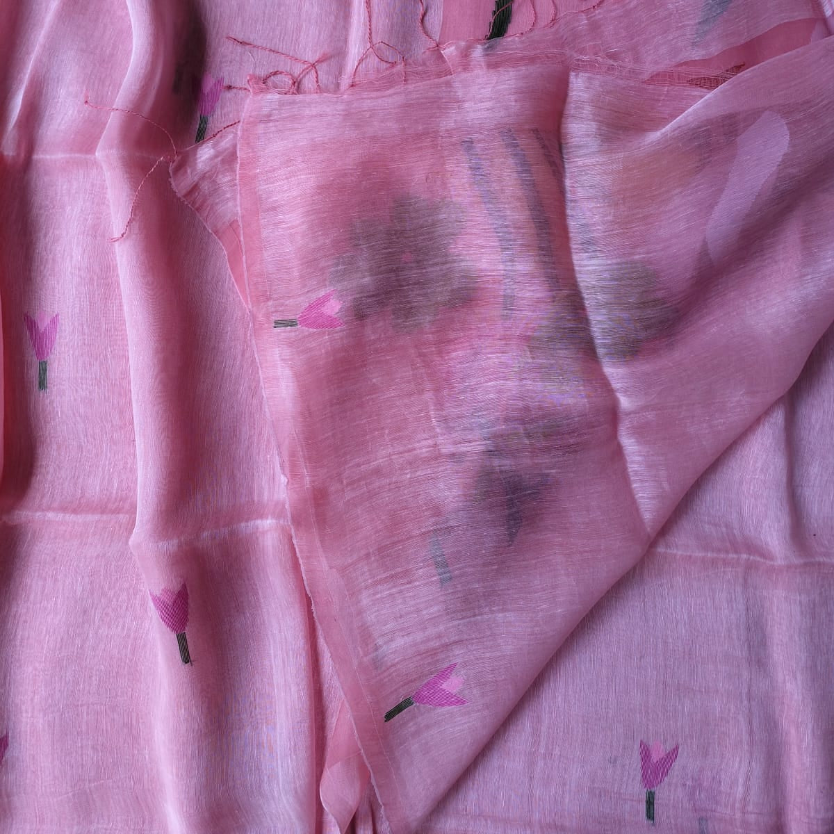 Handloom colour silk linen saree