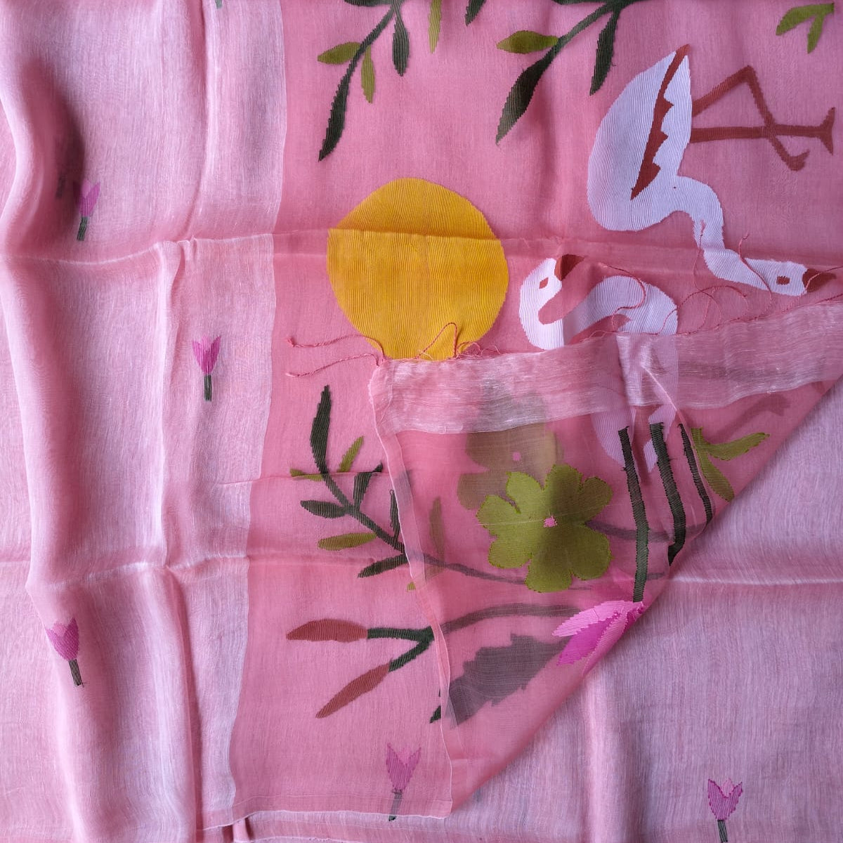 Handloom colour silk linen saree