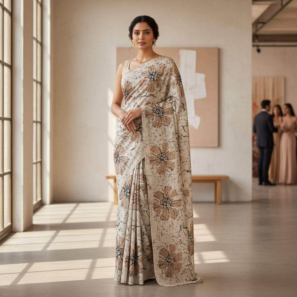 Hand batik on pure katan silk