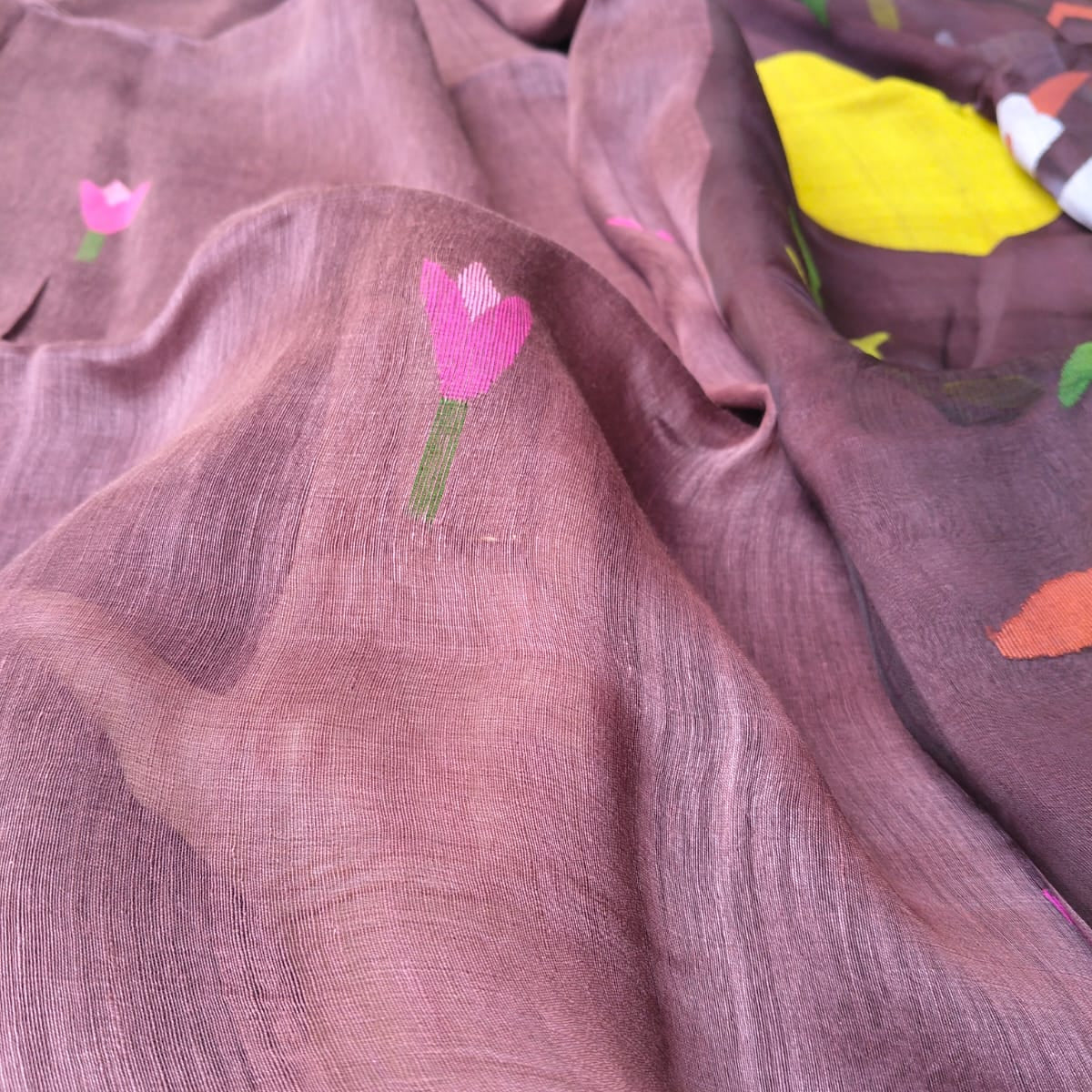 Handloom silk linen saree