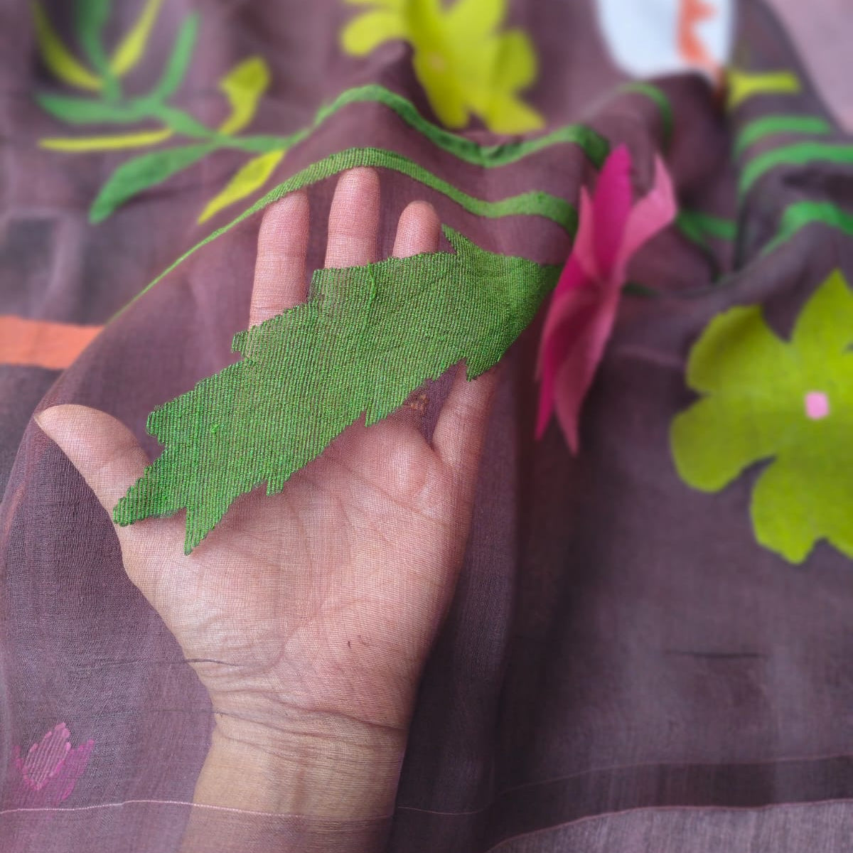 Handloom silk linen saree