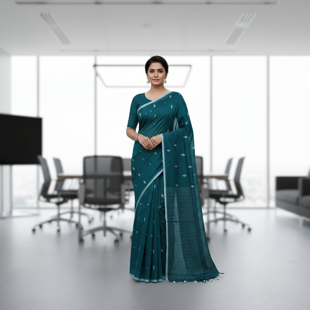 Handloom pure mul cotton jamdani saree