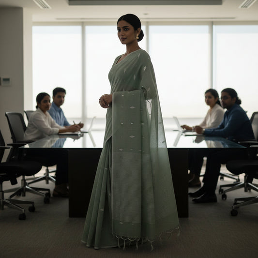 Handloom pure mul cotton jamdani saree