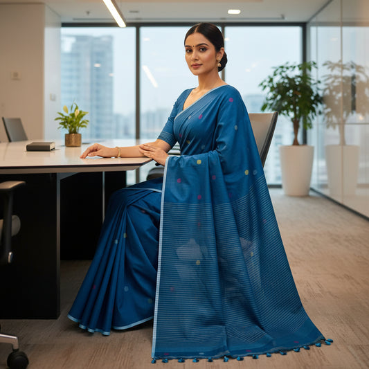Handloom pure mul cotton jamdani saree