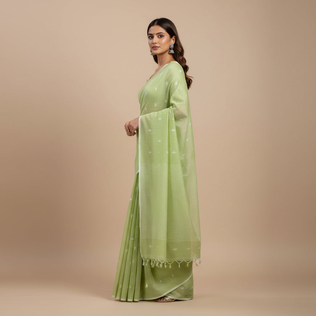 Handloom pure mul cotton jamdani saree