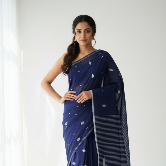Handloom pure mul cotton jamdani saree