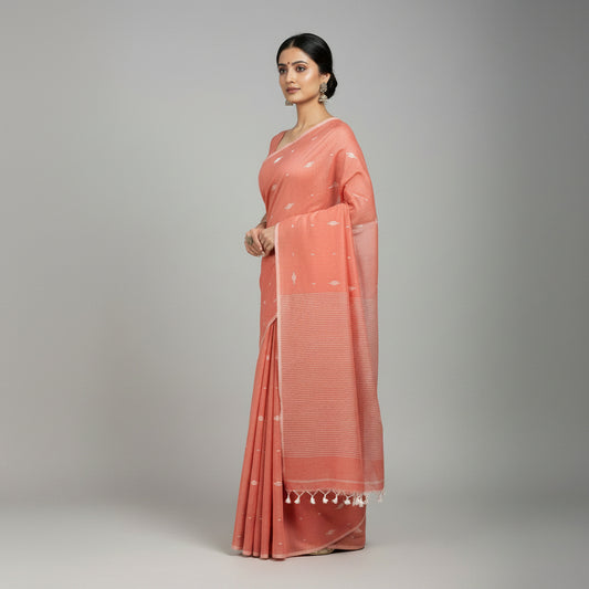Handloom pure mul cotton jamdani saree