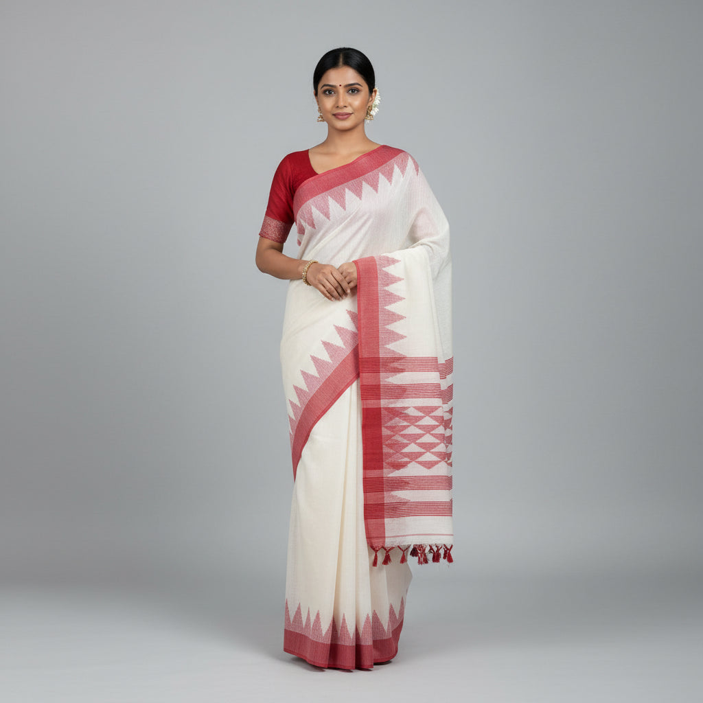 Handloom linen saree