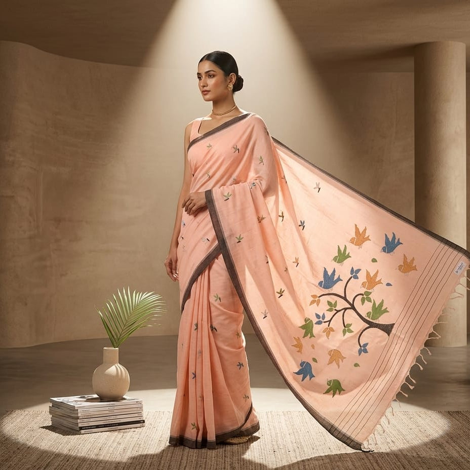 Handloom cotton jamdani saree