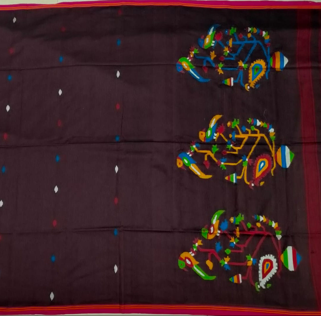 Handloom cotton jamdani saree
