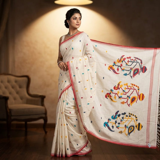 Handloom cotton jamdani saree