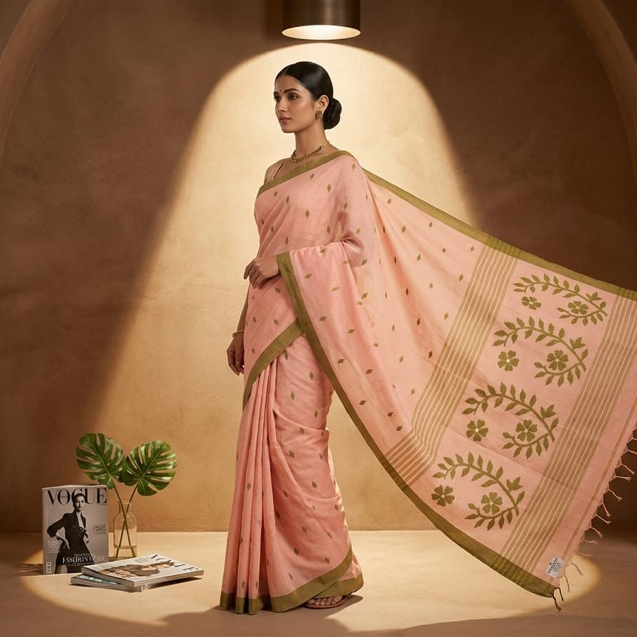 Handloom cotton jamdani saree