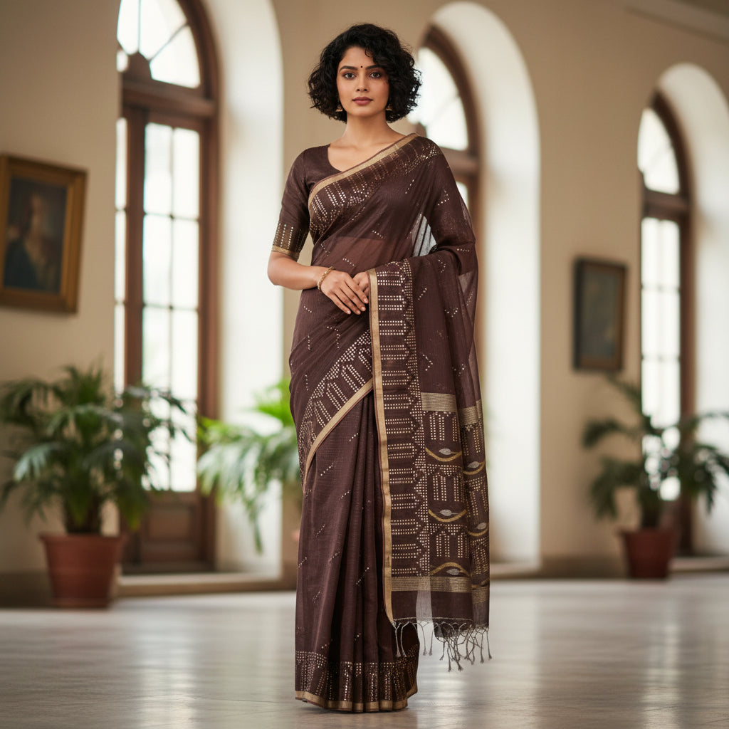 The image is symbolic to get the overall look of the saree. 