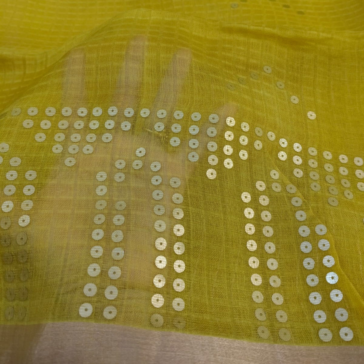Handloom muslin sequin saree