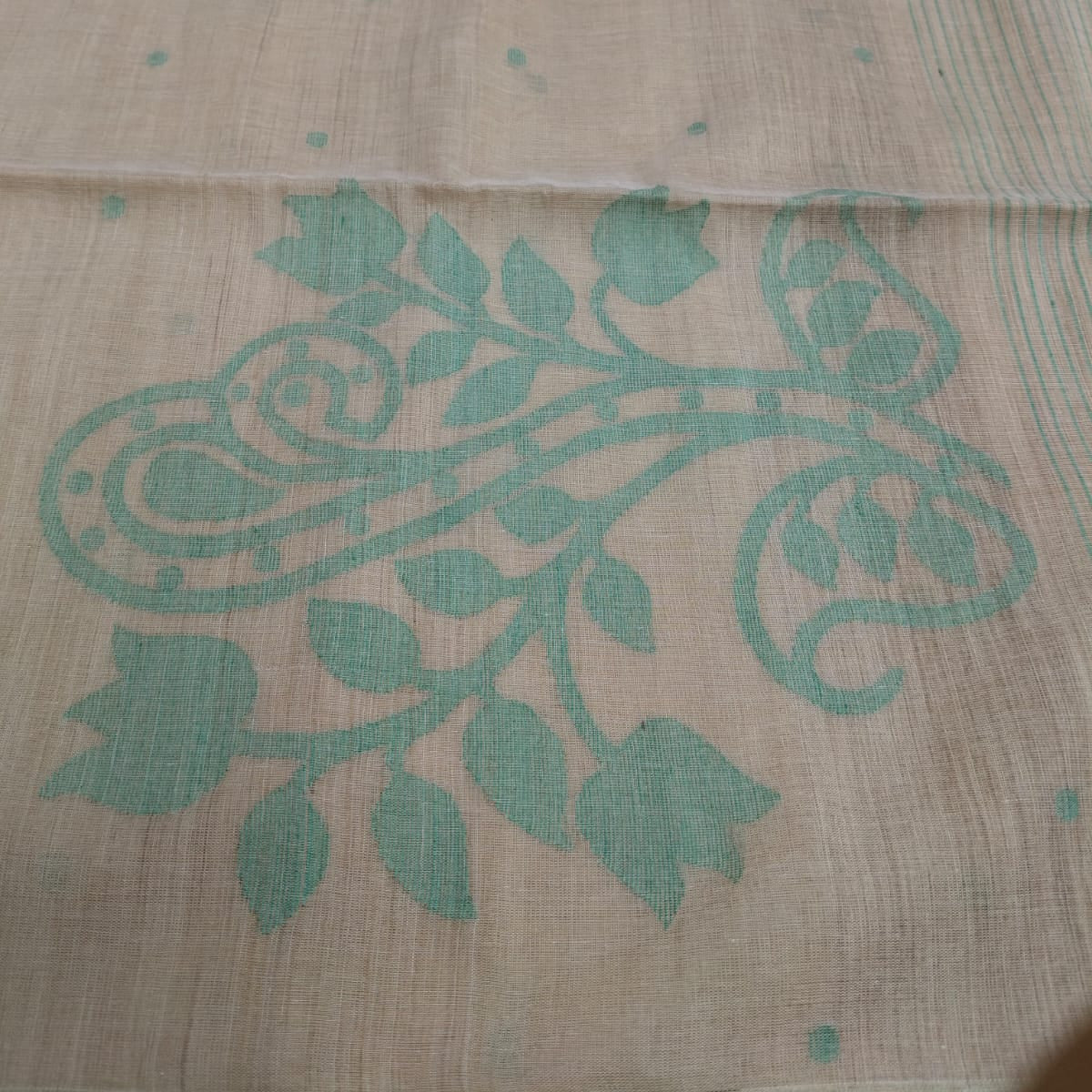 The intricately handwoven pallu design