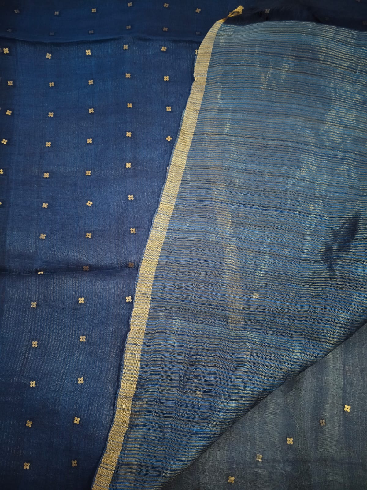 Handloom pure muslin sequin saree