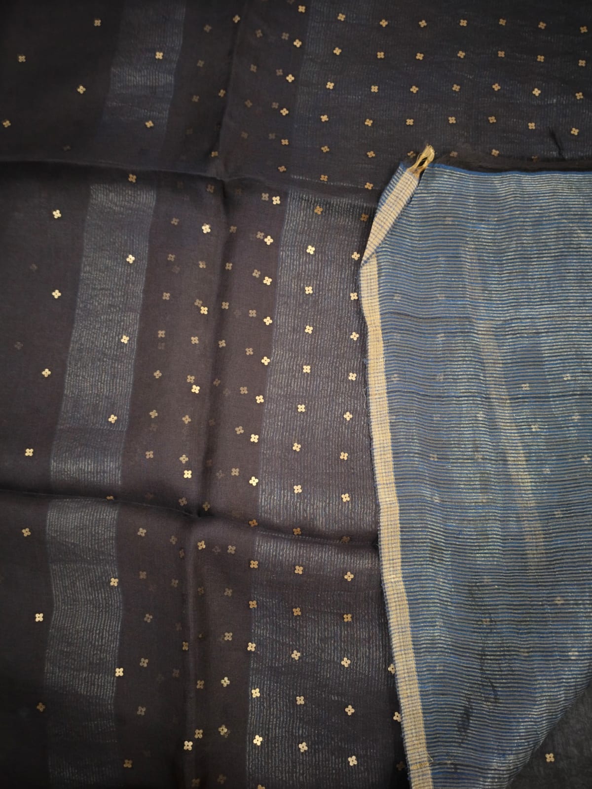 Handloom pure muslin sequin saree