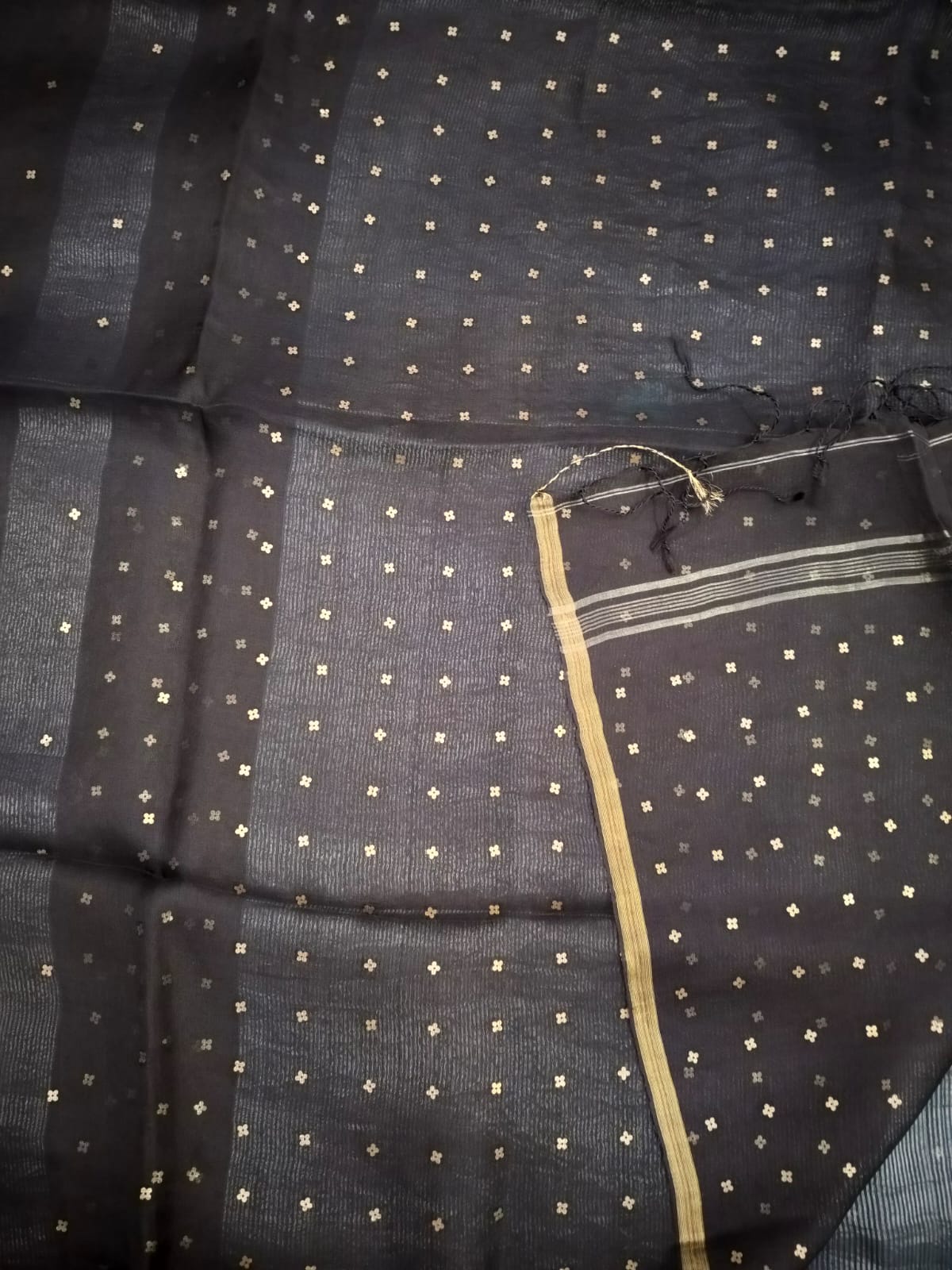 Handloom pure muslin sequin saree