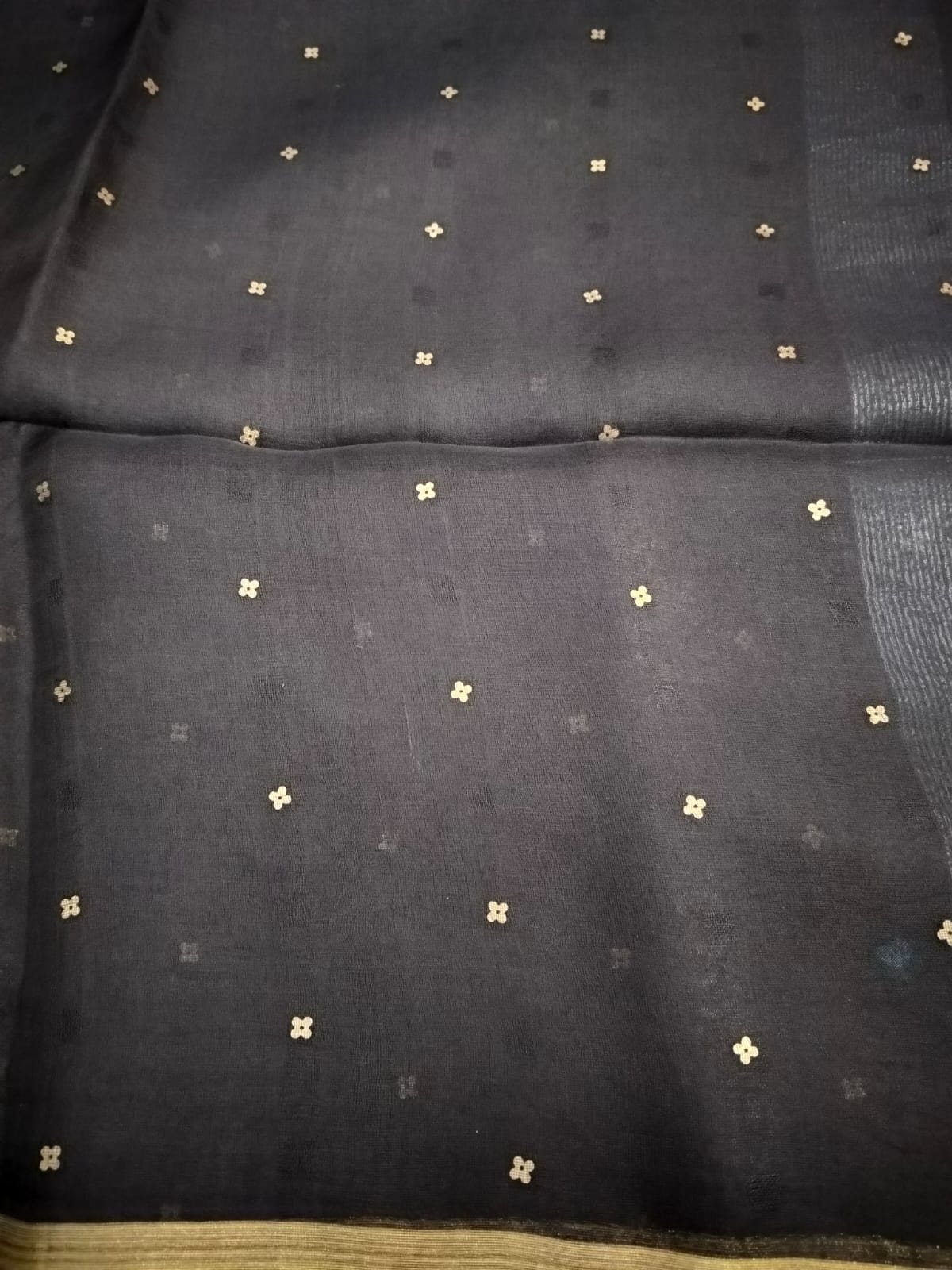 Handloom pure muslin sequin saree