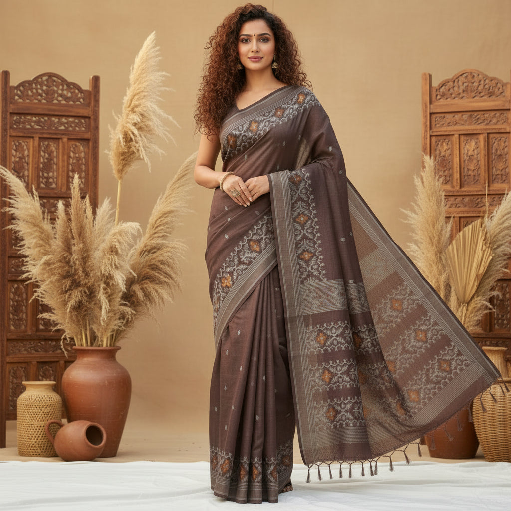 Handloom pure tusaar jamdani saree