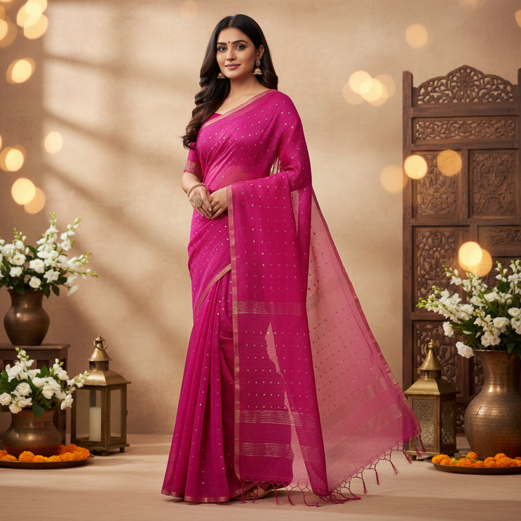 Handloom muslin silk saree