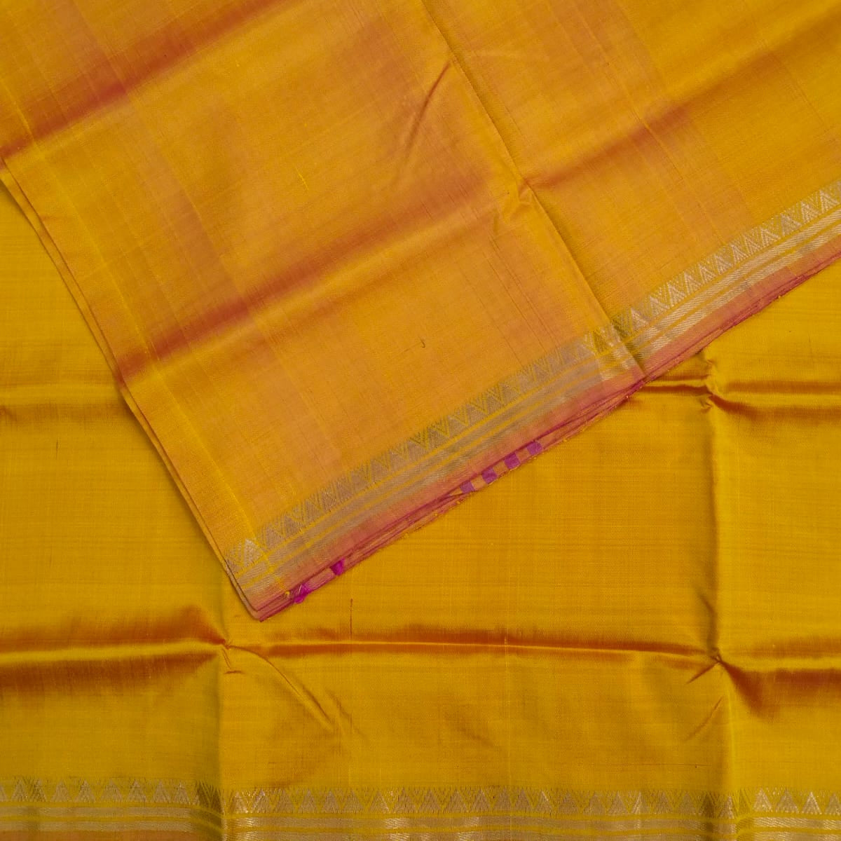 small zari border golden mustard ye llo colour pure silk / katan silk / mulberry silk 